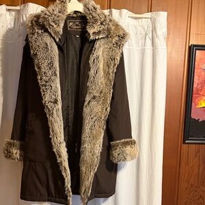 Luxurious Faux Fur Trimmed Brown Teddy Jacket
